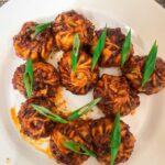 Pan Fried Chilli Chicken Momo With red chilli oil